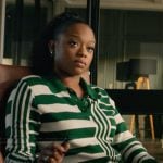 Izzy’s green stripe polo sweater on The Lincoln Lawyer