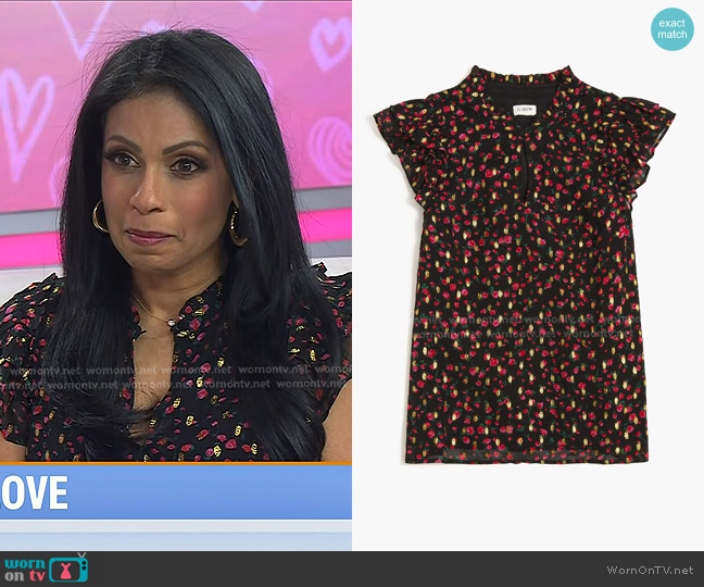 J. Crew Ruffleneck Flutter-sleeve Top worn by Niro Feliciano on Today