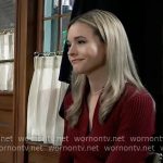 Jacinda’s dark red rib knit dress on General Hospital
