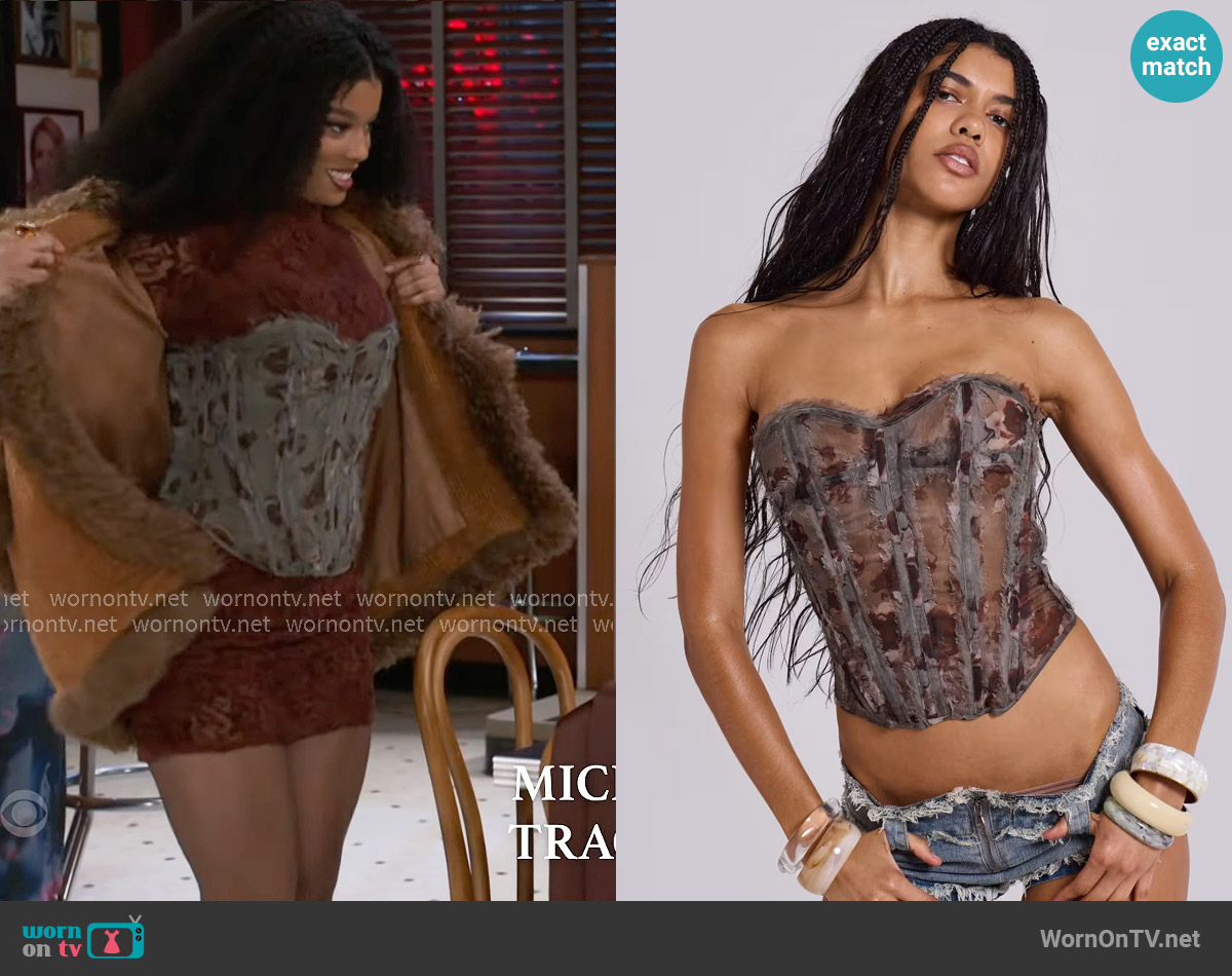 Jaded London Cibelle Chiffon Corset Top worn by Eva Thomas (Ambyr Michelle) on Beyond the Gates