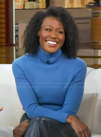 Janai’s blue turtleneck sweater on Good Morning America