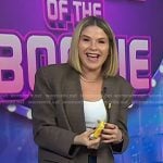 Jenna’s brown plaid collarless blazer on Today
