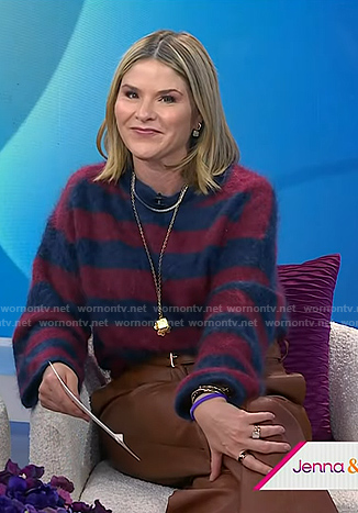Jenna’s blue and red stripe sweater with leather pants on Today
