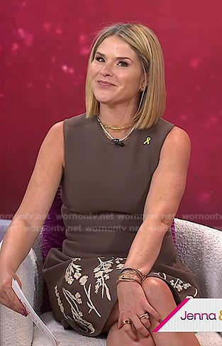 Jenna’s brown floral embroidered sleeveless dress on Today