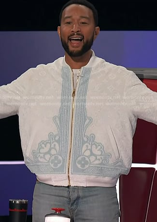 John Legend’s sequin print bomber jacket on The Voice