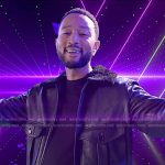 John Legend’s black sherling collar leather jacket on The Voice
