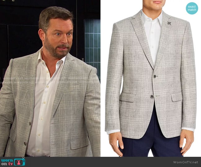John Varvatos Star USA Bleeker Textured Tonal Plaid Slim Fit Sport Coat worn by Brady Black (Eric Martsolf) on Days of our Lives