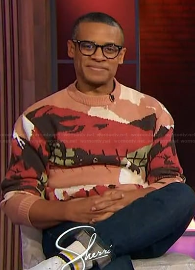 Jordan Carlos’s printed sweater on Sherri