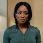 Jordan’s green quarter zip top on General Hospital