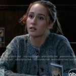 Josslyn’s grey cable knit cardigan on General Hospital