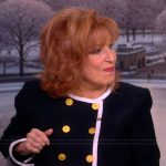 Joy’s black double breasted contrast jacket on The View