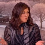 Juju Chang’s gray zebra stripe blouse on The View