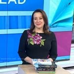 Julia Quinn’s black floral embroidered dress on Today