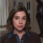 Julie’s brown denim collar sweater on NBC News Daily