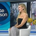 Kate Hudson’s black strapless top and grey skirt on Today