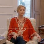 Kathy’s red print blouse on The Real Housewives of Beverly Hills