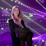 Kelly’s black lace feather trim jumpsuit on The Voice