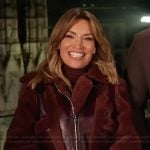 Kit’s burgundy leather fur trim jacket on Access Hollywood
