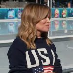 Kit’s navy USA sweater on Access Hollywood