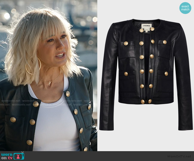 L'Agence Jayde Collarless Leather Jacket worn by Jeanine Ferrigno (Emmanuelle Chriqui) on The Lincoln Lawyer
