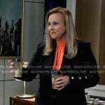 Laura’s black blazer with button sleeves on General Hospital