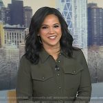Laura’s green flap pocket blouse and pants on Today