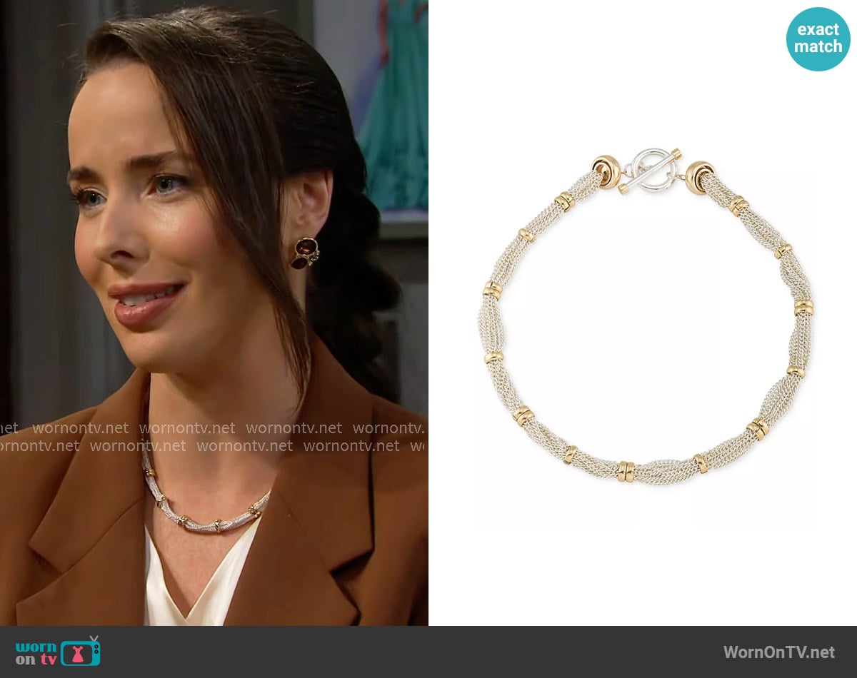 LAUREN Ralph Lauren Two-Tone Multi-Chain Ringed Collar Necklace worn by Ivy Forrester (Ashleigh Brewer) on The Bold and the Beautiful