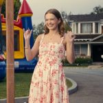 Lauren’s white floral tie strap dress on The Burbs
