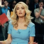 Lexy’s blue peplum dress on His & Hers