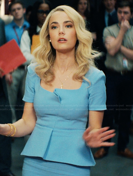 Lexy’s blue peplum dress on His & Hers