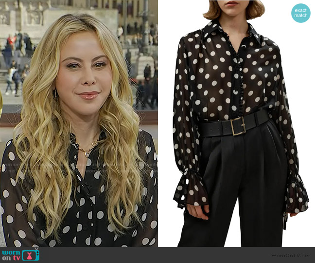 Lily Silk Polka Dots Georgette Blouse worn by Tara Lipinski on Today