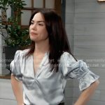 Liz’s silk ruffle sleeve top on General Hospital