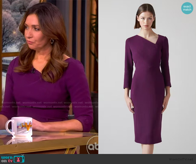 LK Bennett Alexis Purple Wool Crepe Shift Dress worn by Amanda Carpenter on The View