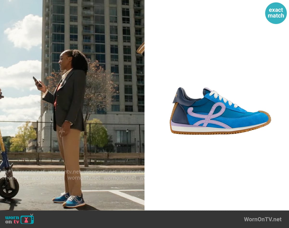 Loewe Flow Runner 2.0 in Gradient Blue Lilac worn by Faith Mitchell (Iantha Richardson) on Will Trent