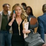 Lorna’s black zip front mini dress on The Lincoln Lawyer