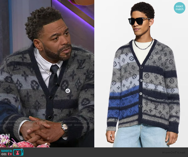 Louis Vuitton Monogram Mohair Cardigan worn by Method Man on The Kelly Clarkson Show
