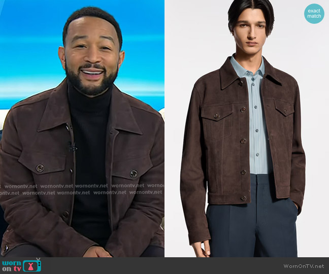 Louis Vuitton Nubuck Trucker Jacket worn by John Legend on Today