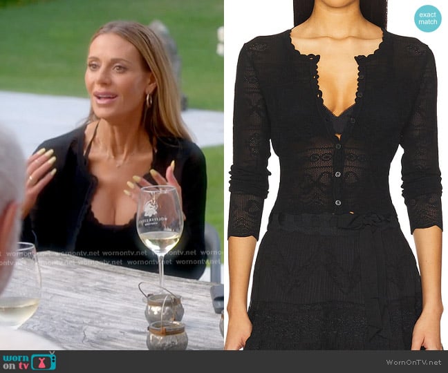 LoveShackFancy Gretta Semisheer Jacquard Cardigan worn by Dorit Kemsley on The Real Housewives of Beverly Hills