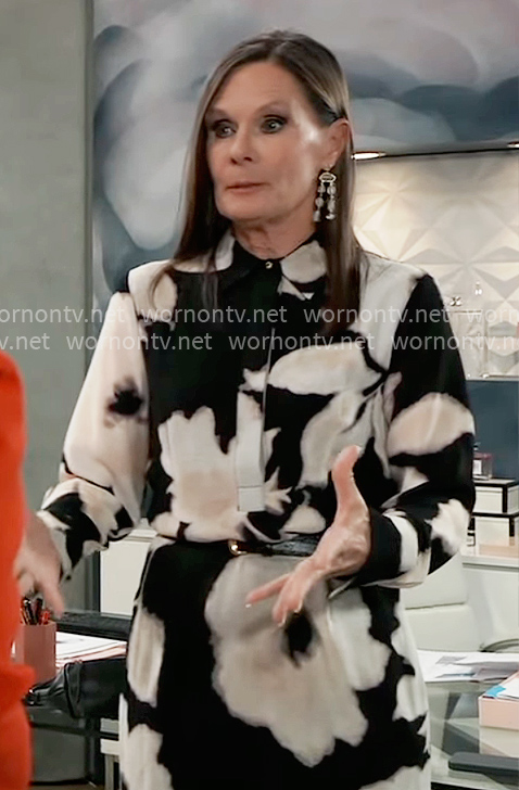 Lucy’s black and white floral dress on General Hospital