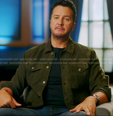 Luke’s green suede trucker jacket on American Idol