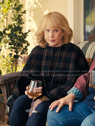 Lynn’s brown check poncho jacket on The Burbs