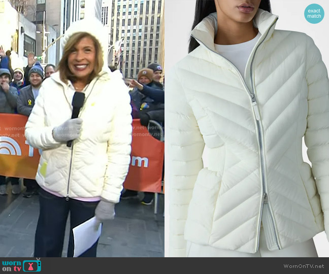 Mackage Idalee Light Down Jacket with Detachable Hood in Cream worn by Hoda Kotb on Today