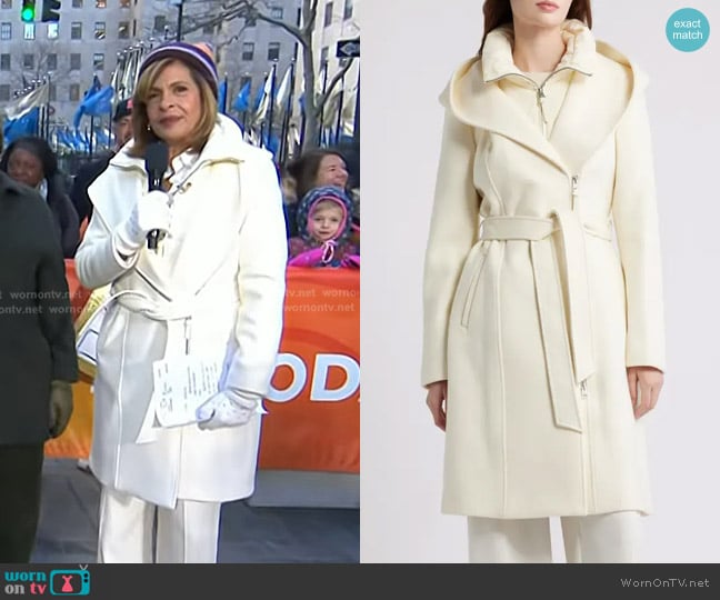 Mackage Shia-SLB 2-in-1 Double Face Wool Coat with Removable Bib in Cream worn by Hoda Kotb on Today
