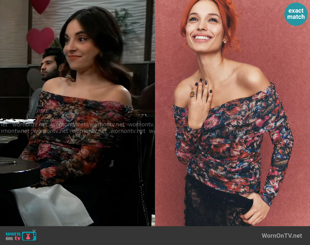 Maeve The Aleda Mesh Off-Shoulder Top worn by Molly Lansing-Davis (Kristen Vaganos) on General Hospital