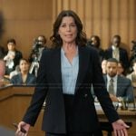Maggie’s blue striped v-neck top on The Lincoln Lawyer