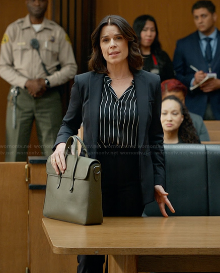 Maggie’s olive leather bag on The Lincoln Lawyer