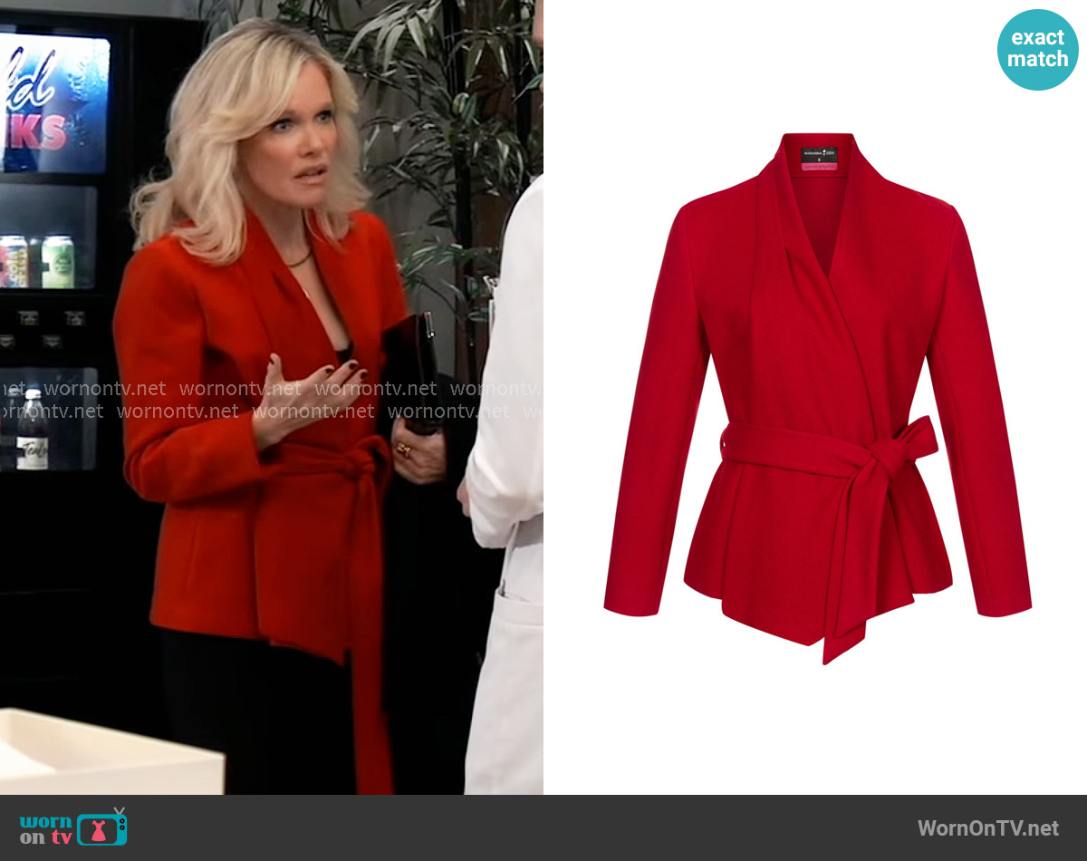 Marianna Déri Wrap Jacket with Shawl Collar worn by Ava Jerome (Maura West) on General Hospital