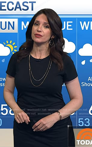 Maria’s black ruched short sleeve dress on Today