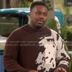 Marty’s brown splatter print sweater on The Neighborhood