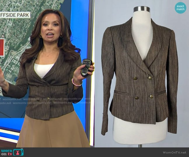 Massimo Dutti Striped Double Breasted Blazer worn by Adelle Caballero on Today